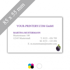 Business card | 300gsm recycled paper white | 85x55mm | 4/0-coloured